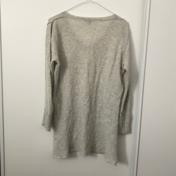 James Perse Los Angeles Gray Knit Cashmere Three Quarter Sleeve Sweater - Picture 8 of 8